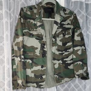 J. Crew Military Field Jacket Green Brown Camouflage
